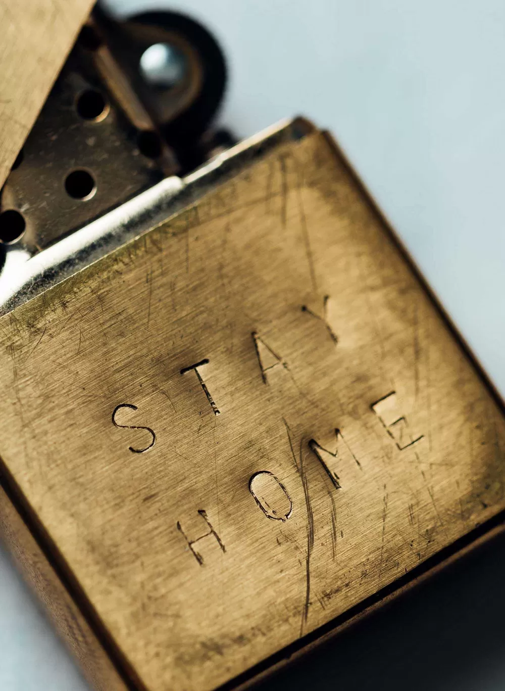 Home & Scent^imogene+willie Hand Stamped "Stay Home" Zippo