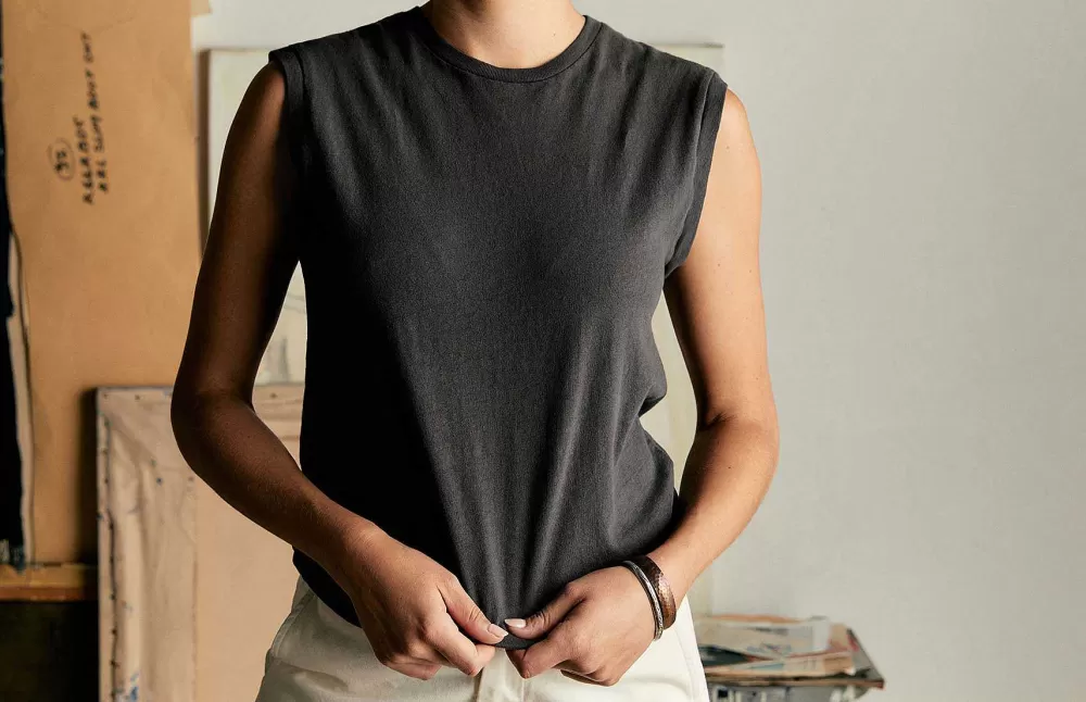 Tees + Tanks^imogene+willie The Cotton Muscle Tee In Faded Black