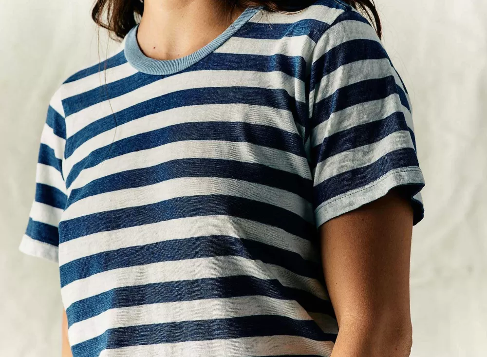 Tees + Tanks^imogene+willie The Novel Knit Indigo Stripe Tee