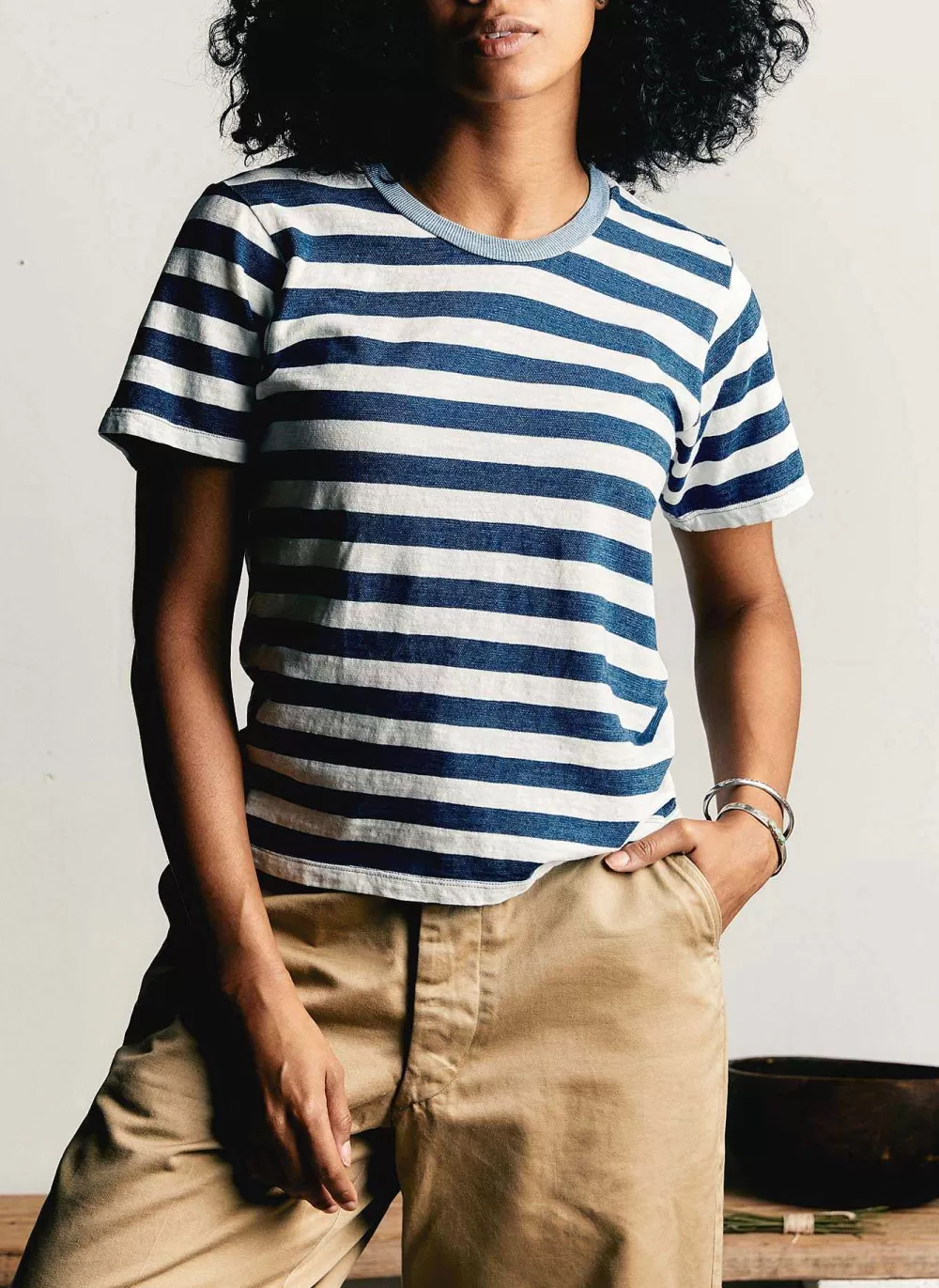 Tees + Tanks^imogene+willie The Novel Knit Indigo Stripe Tee