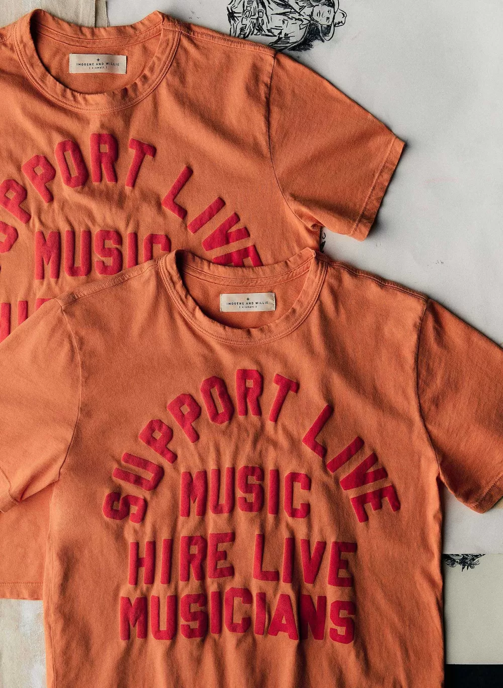 Tees + Tanks^imogene+willie The "Support Live Music" Tee In Orange